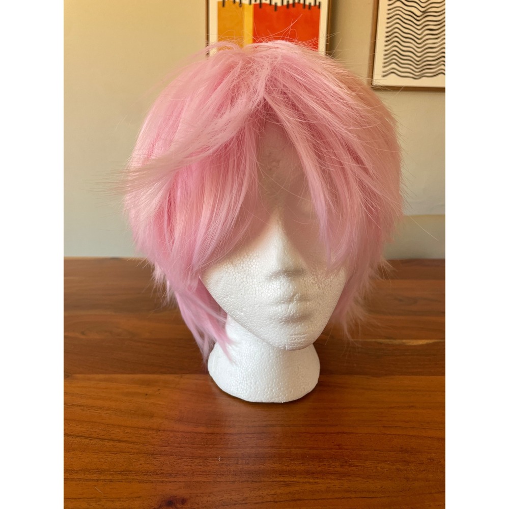 Short Pink Shaggy Layered Cosplay Wig Synthetic Spiky Anime Costume Hair Kpop